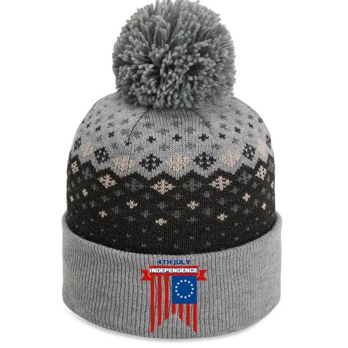 4th Of July Independence American Flag The Baniff Cuffed Pom Beanie