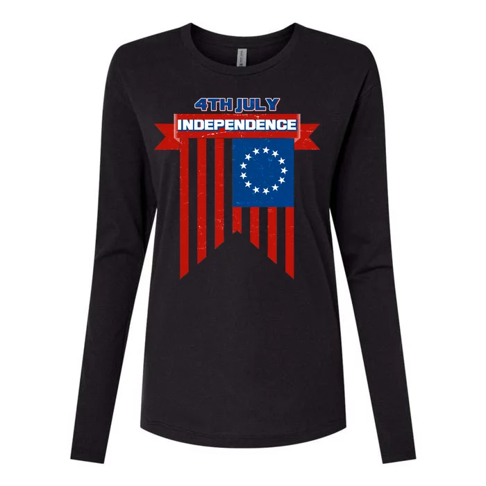 4th Of July Independence American Flag Womens Cotton Relaxed Long Sleeve T-Shirt