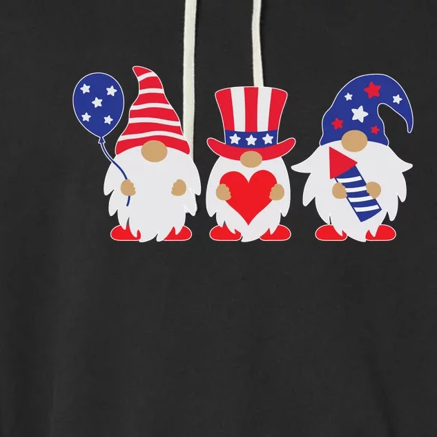 4th of July Lawn Gnomes USA Garment-Dyed Fleece Hoodie