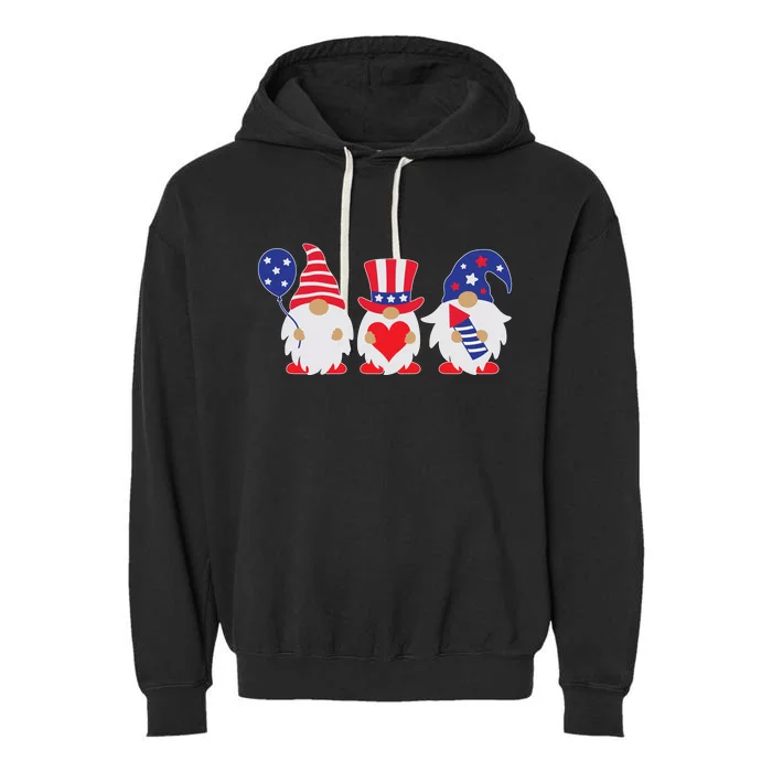 4th of July Lawn Gnomes USA Garment-Dyed Fleece Hoodie