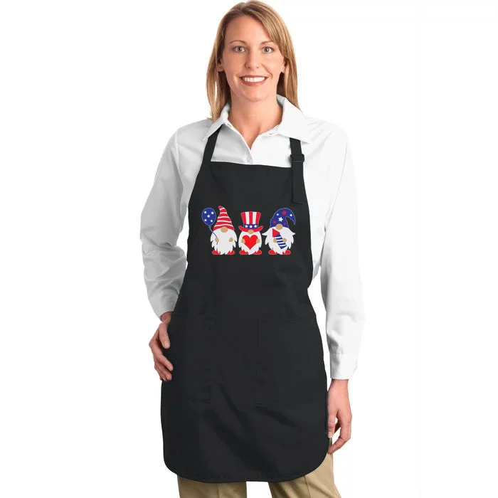 4th of July Lawn Gnomes USA Full-Length Apron With Pocket