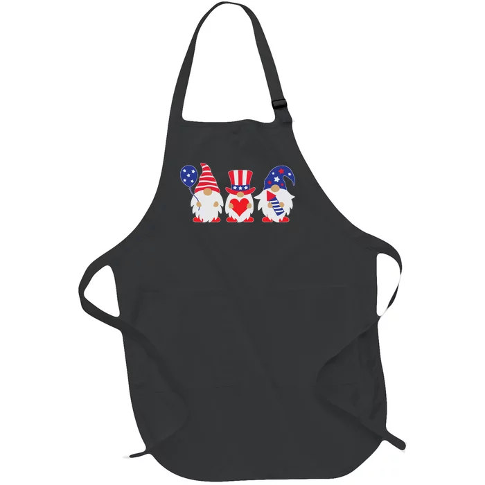 4th of July Lawn Gnomes USA Full-Length Apron With Pocket