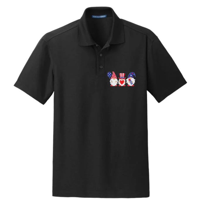 4th of July Lawn Gnomes USA Dry Zone Grid Performance Polo