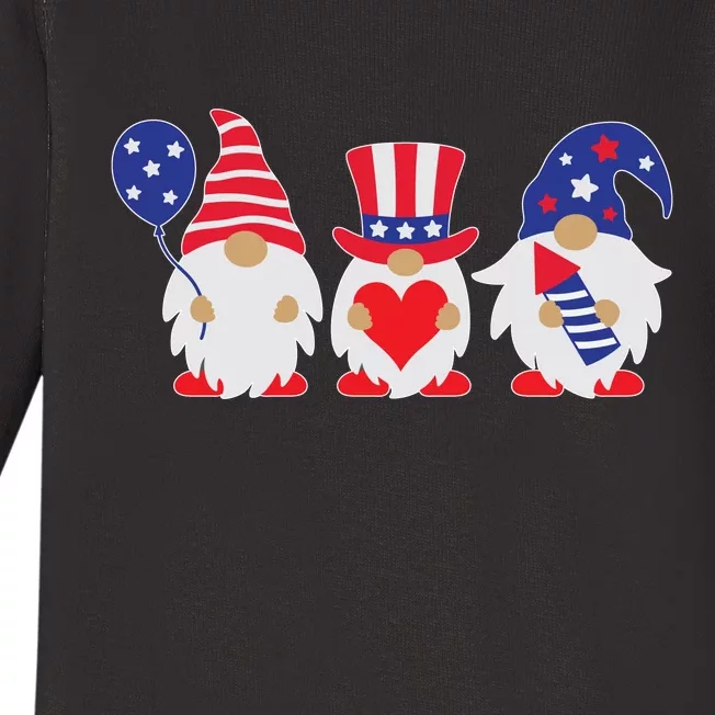 4th of July Lawn Gnomes USA Baby Long Sleeve Bodysuit