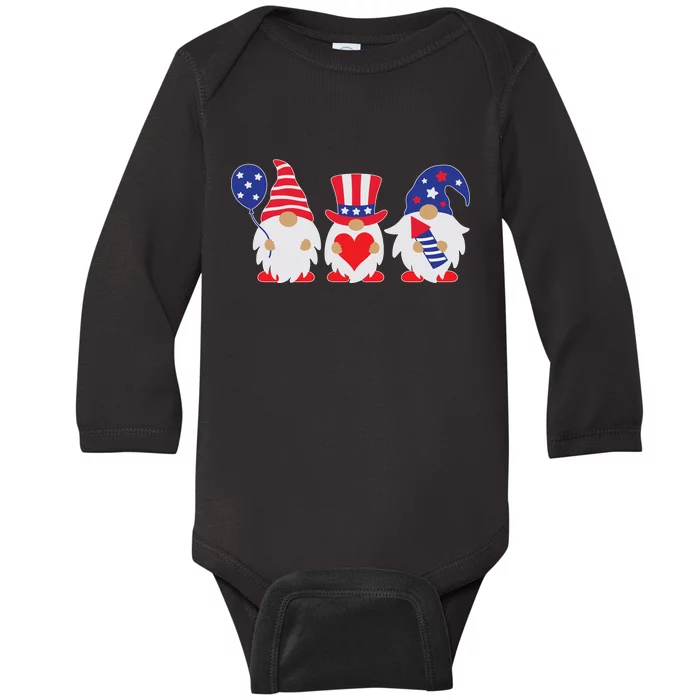 4th of July Lawn Gnomes USA Baby Long Sleeve Bodysuit