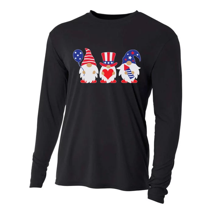 4th of July Lawn Gnomes USA Cooling Performance Long Sleeve Crew