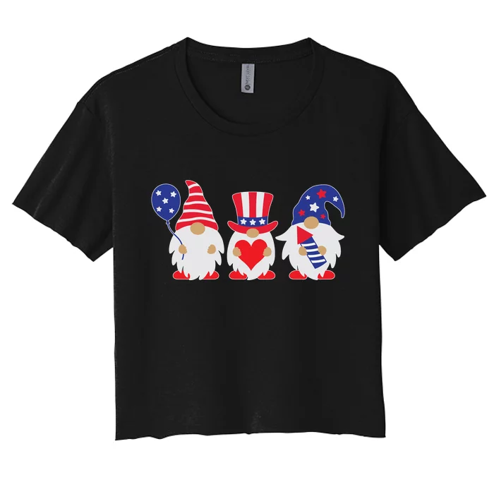 4th of July Lawn Gnomes USA Women's Crop Top Tee