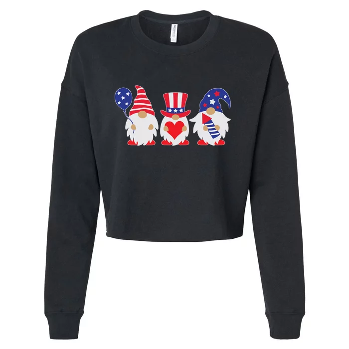 4th of July Lawn Gnomes USA Cropped Pullover Crew