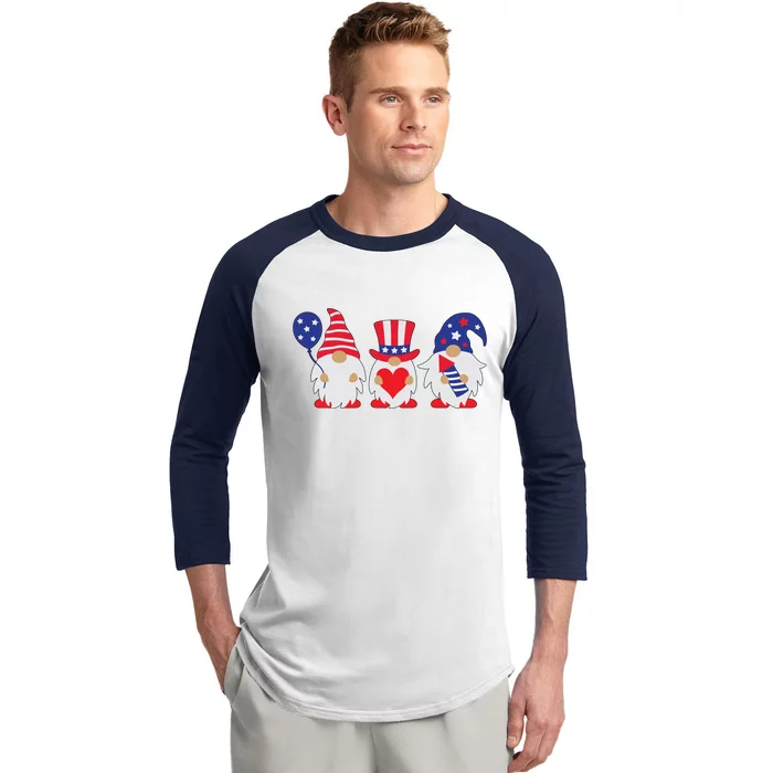 4th of July Lawn Gnomes USA Baseball Sleeve Shirt