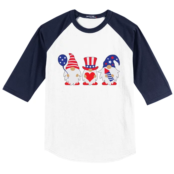 4th of July Lawn Gnomes USA Baseball Sleeve Shirt