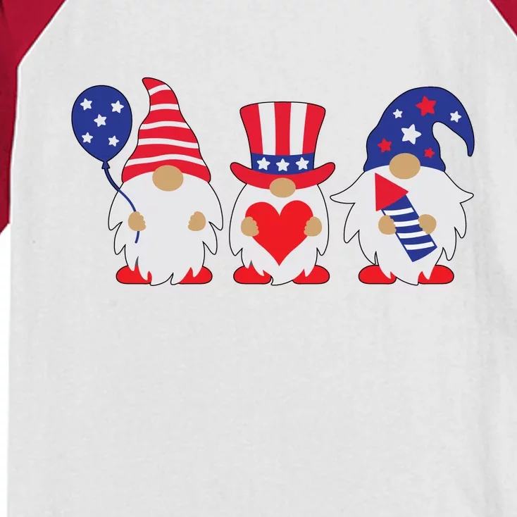 4th of July Lawn Gnomes USA Kids Colorblock Raglan Jersey