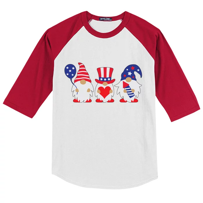 4th of July Lawn Gnomes USA Kids Colorblock Raglan Jersey