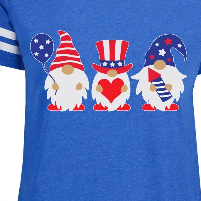 4th of July Lawn Gnomes USA Enza Ladies Jersey Football T-Shirt