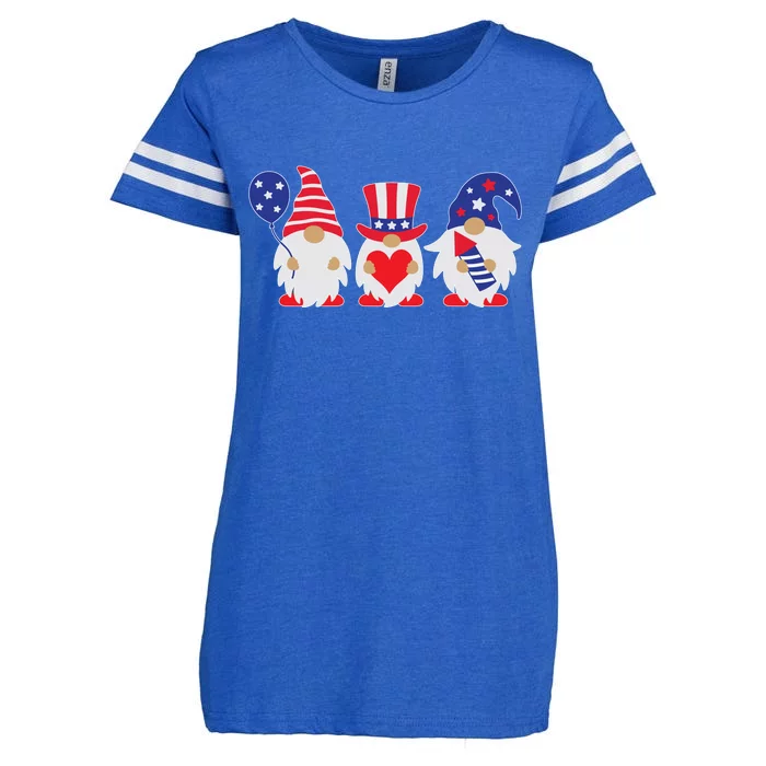 4th of July Lawn Gnomes USA Enza Ladies Jersey Football T-Shirt