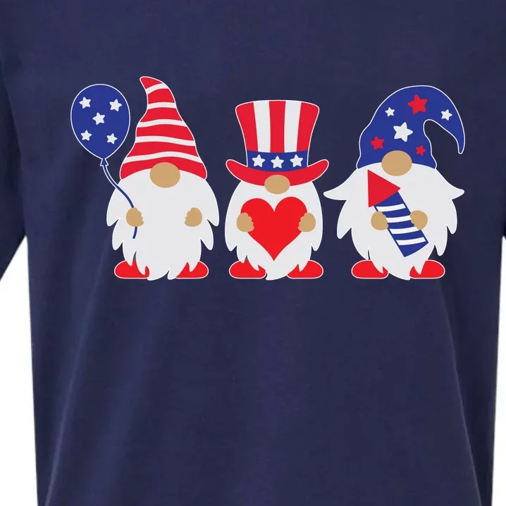 4th of July Lawn Gnomes USA Sueded Cloud Jersey T-Shirt