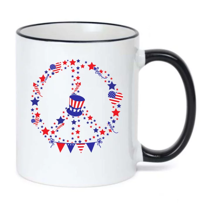 4th Of July Patriotic Peace Sign Black Color Changing Mug