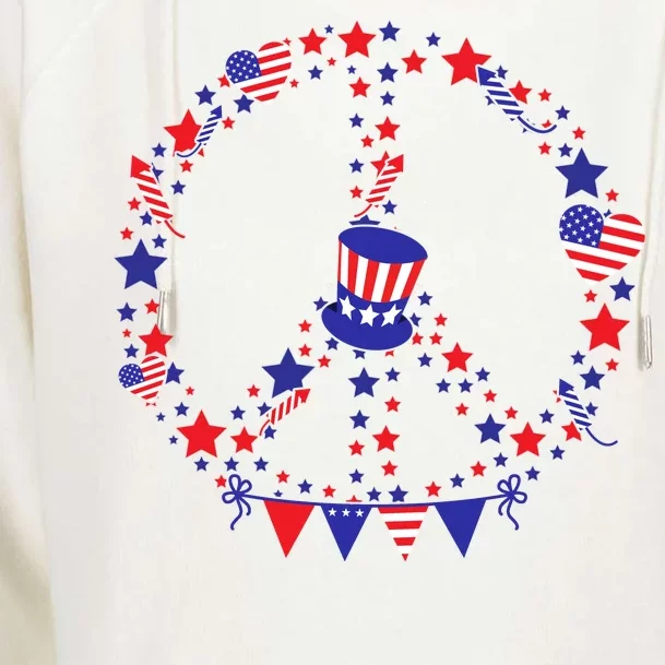 4th Of July Patriotic Peace Sign Womens Funnel Neck Pullover Hood