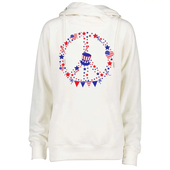 4th Of July Patriotic Peace Sign Womens Funnel Neck Pullover Hood