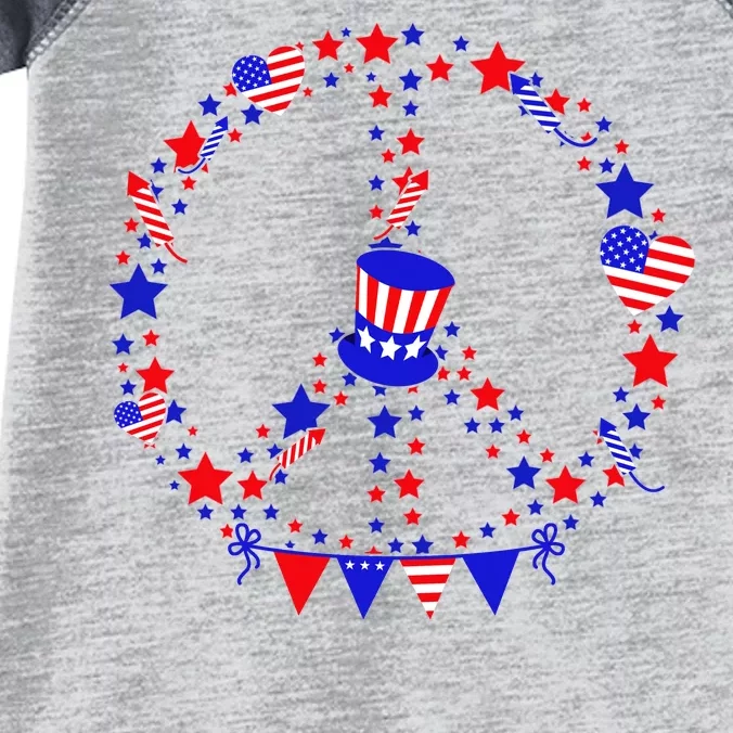 4th Of July Patriotic Peace Sign Infant Baby Jersey Bodysuit