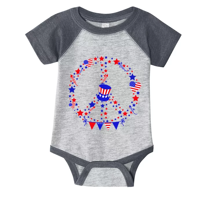 4th Of July Patriotic Peace Sign Infant Baby Jersey Bodysuit