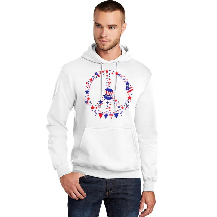 4th Of July Patriotic Peace Sign Hoodie