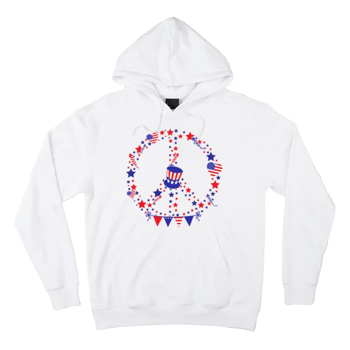 4th Of July Patriotic Peace Sign Hoodie