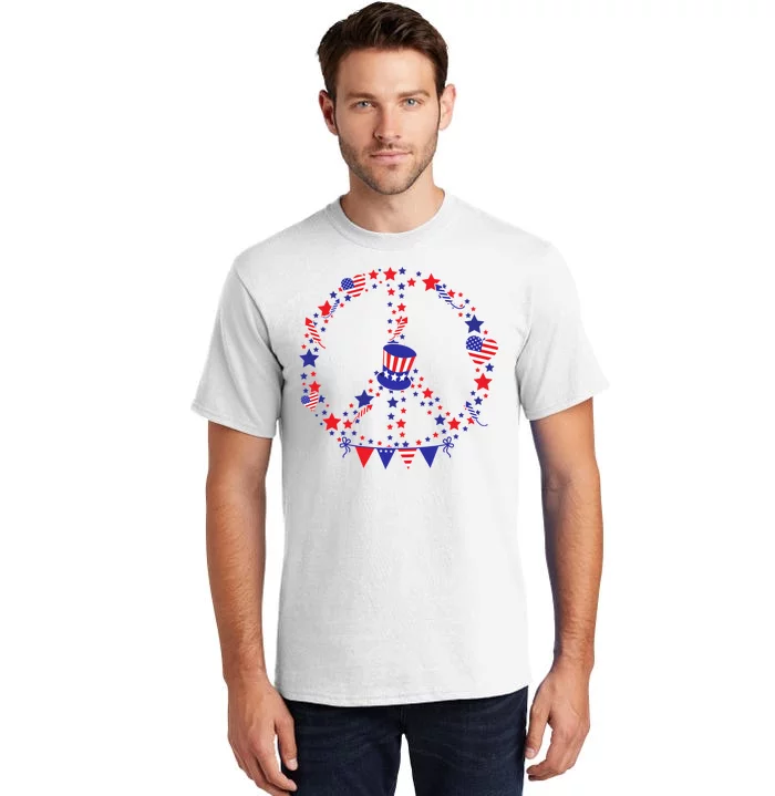 4th Of July Patriotic Peace Sign Tall T-Shirt