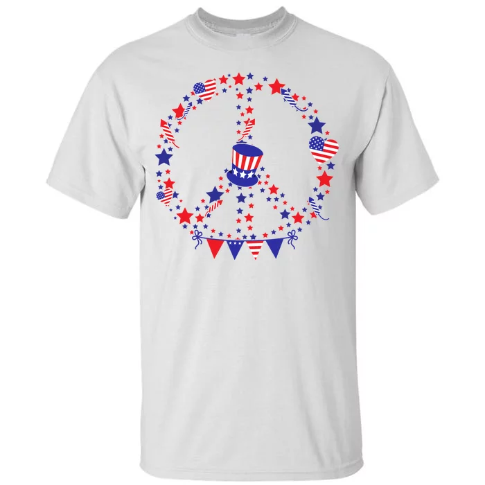 4th Of July Patriotic Peace Sign Tall T-Shirt