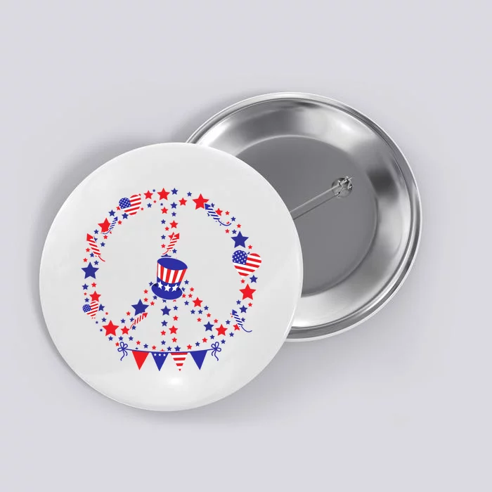 4th Of July Patriotic Peace Sign Button