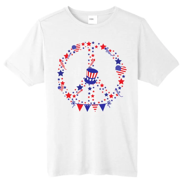 4th Of July Patriotic Peace Sign ChromaSoft Performance T-Shirt