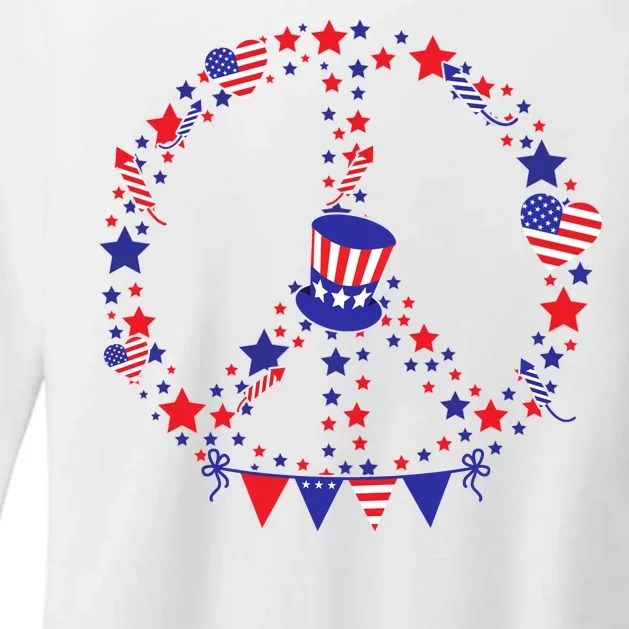 4th Of July Patriotic Peace Sign Womens CVC Long Sleeve Shirt