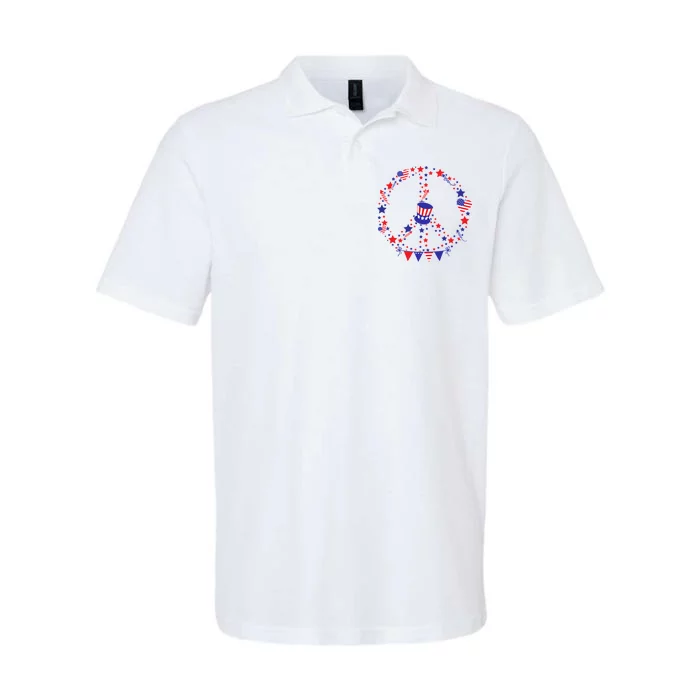 4th Of July Patriotic Peace Sign Softstyle Adult Sport Polo