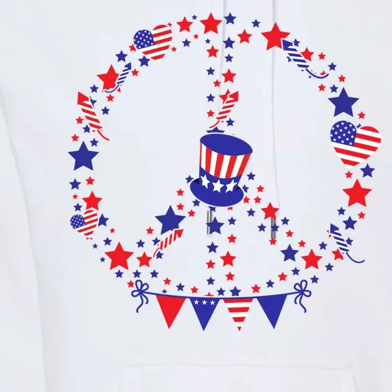 4th Of July Patriotic Peace Sign Premium Hoodie