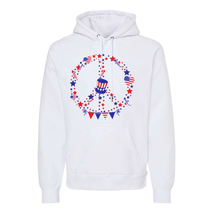 4th Of July Patriotic Peace Sign Premium Hoodie