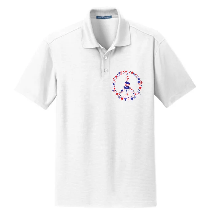 4th Of July Patriotic Peace Sign Dry Zone Grid Performance Polo