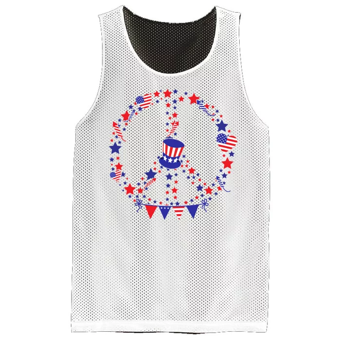 4th Of July Patriotic Peace Sign Mesh Reversible Basketball Jersey Tank