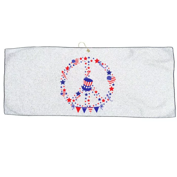 4th Of July Patriotic Peace Sign Large Microfiber Waffle Golf Towel