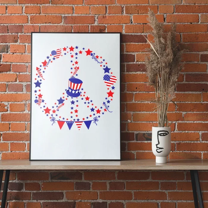 4th Of July Patriotic Peace Sign Poster