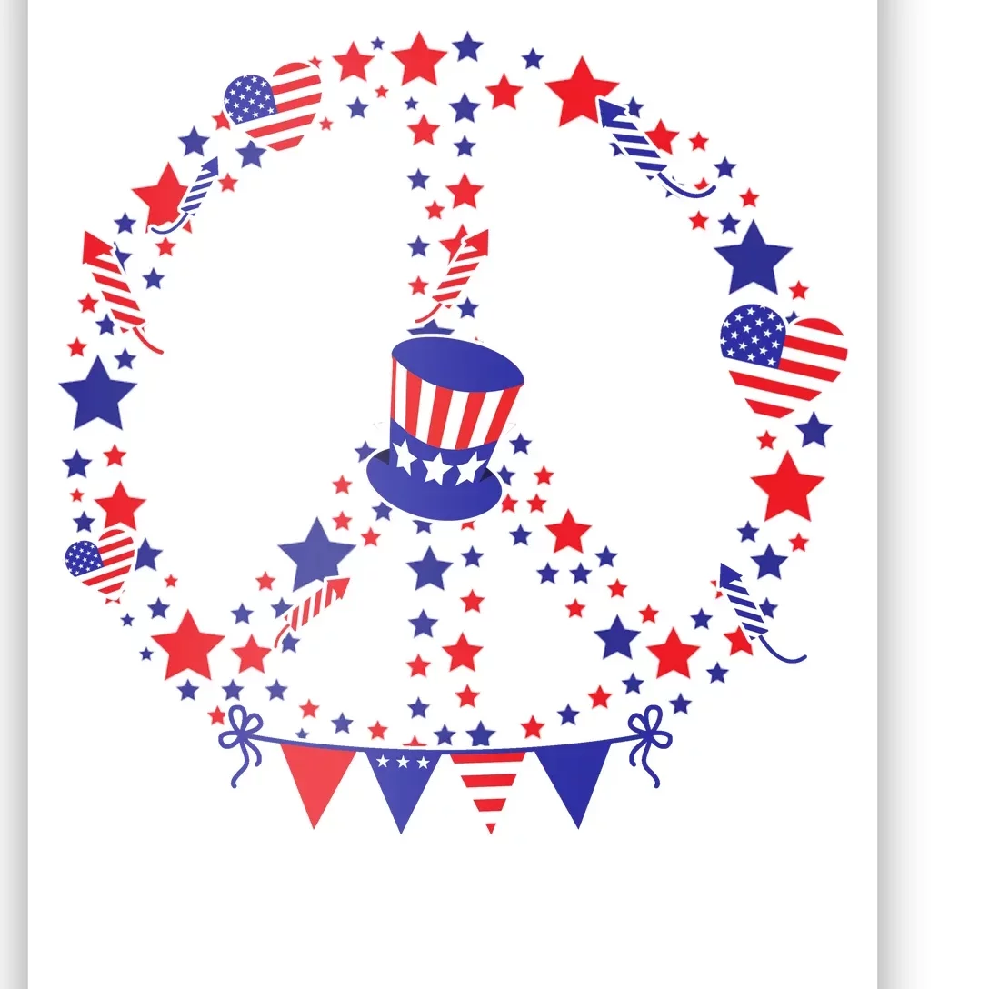 4th Of July Patriotic Peace Sign Poster