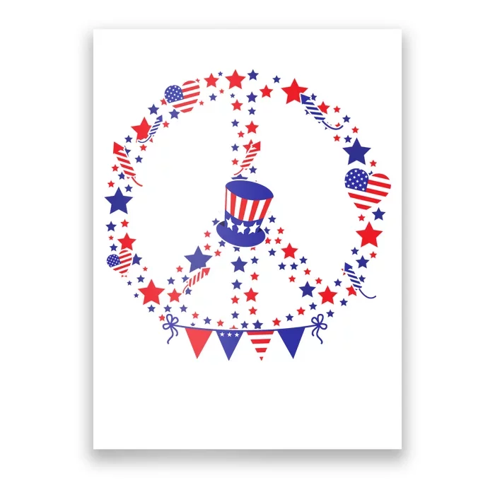 4th Of July Patriotic Peace Sign Poster