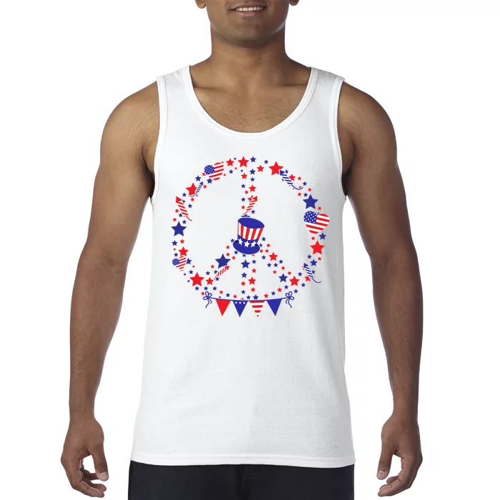 4th Of July Patriotic Peace Sign Tank Top