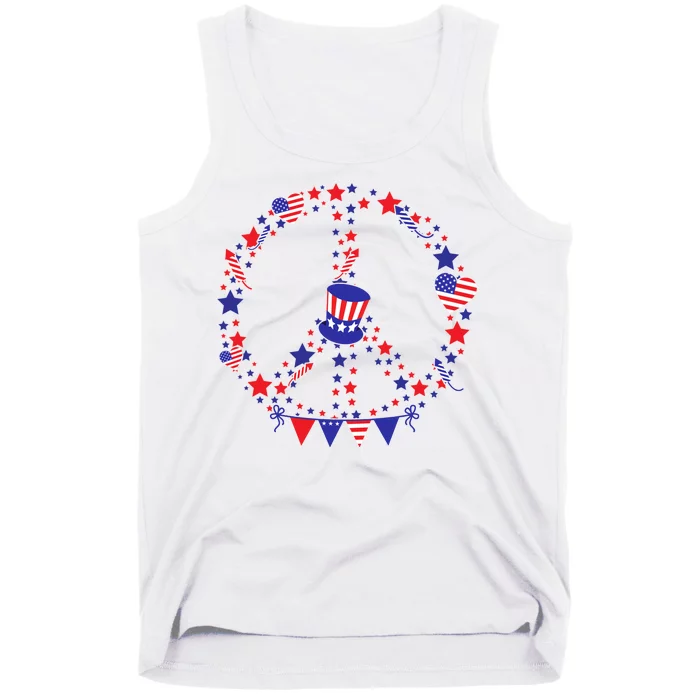 4th Of July Patriotic Peace Sign Tank Top