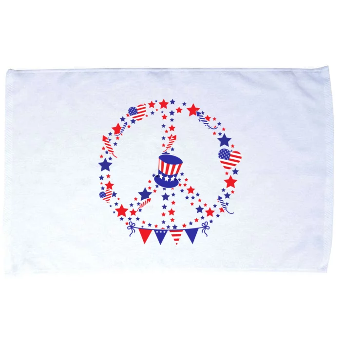 4th Of July Patriotic Peace Sign Microfiber Hand Towel