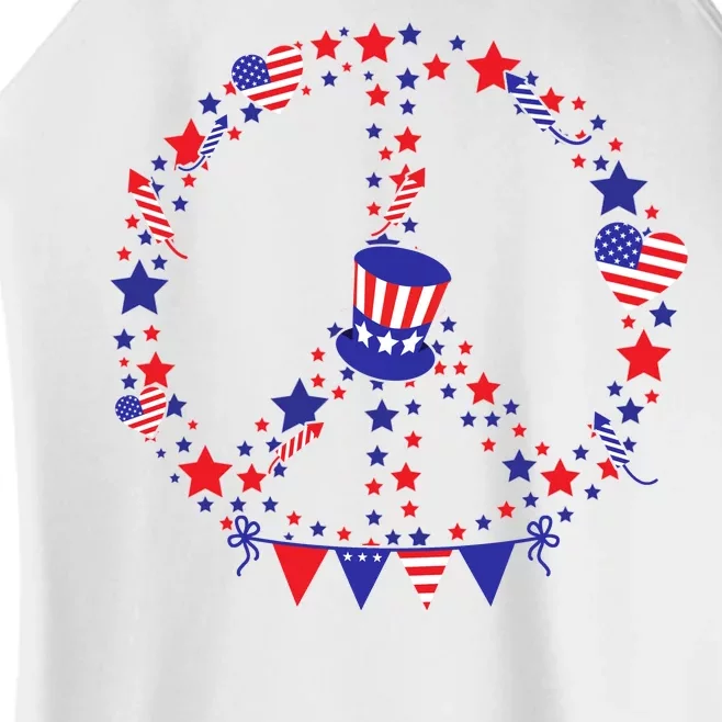 4th Of July Patriotic Peace Sign Women’s Perfect Tri Rocker Tank