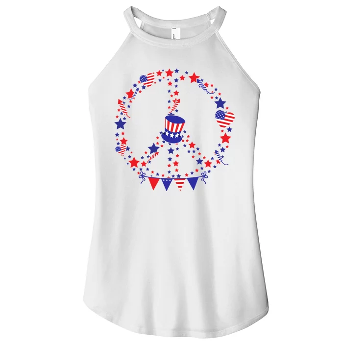 4th Of July Patriotic Peace Sign Women’s Perfect Tri Rocker Tank