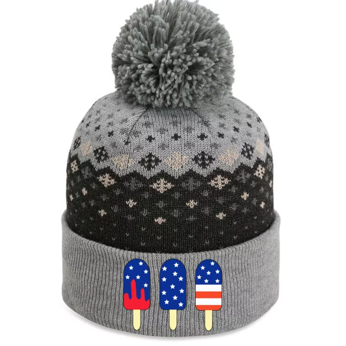 4th of July Popsicle Red White Blue American Flag The Baniff Cuffed Pom Beanie