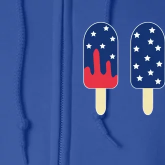 4th of July Popsicle Red White Blue American Flag Full Zip Hoodie