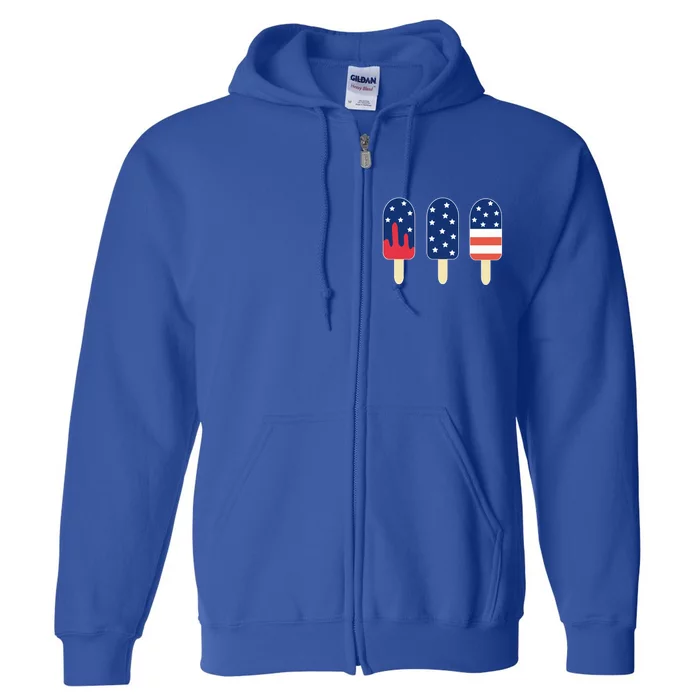 4th of July Popsicle Red White Blue American Flag Full Zip Hoodie