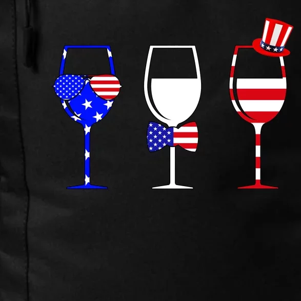 4th Of July Red White Blue Wine USA Glasses Daily Commute Backpack