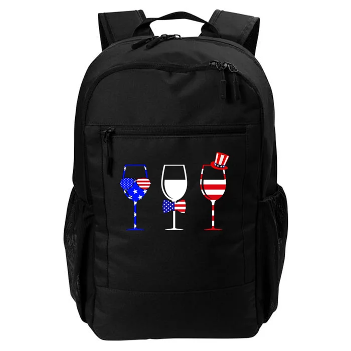 4th Of July Red White Blue Wine USA Glasses Daily Commute Backpack